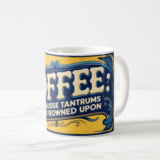 コーヒー：タンタムが眉をひそめているからだ。 コーヒーマグカップ (正面右)