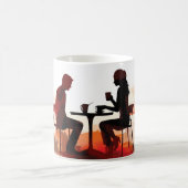 コーヒー、チャット、愛 |ロマンチックなマグカップ コーヒーマグカップ (中央)