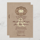 コーヒー·チョコレート·ヴィンテージ·モ結婚ノグラム 招待状 (正面/裏面)