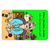 コーヒー、チョコレート、手描き女性を作り上げる マグネット (横)