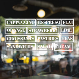 コーヒー ティー サラダ ウィンドウ ビニール 透明 | 食品 ウィンドウサイン