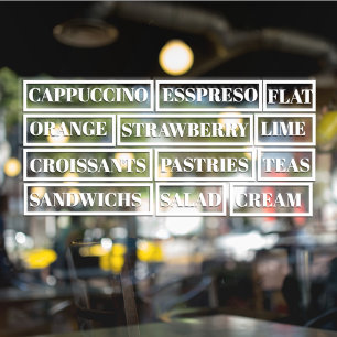 コーヒー ティー サラダ 窓 ビニール 透明   食品 ウィンドウサイン