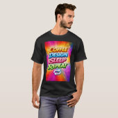 コーヒー デザイン 睡眠 リピート Tシャツ (正面フル)