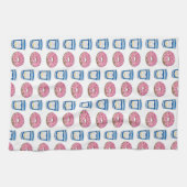 コーヒー&ドナッツピンクフロストドーナツ朝食 キッチンタオル (横)