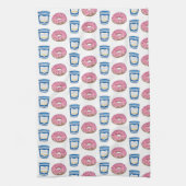 コーヒー&ドナッツピンクフロストドーナツ朝食 キッチンタオル (縦)