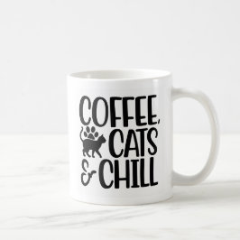 コーヒー、ネコとチル – ブラック コーヒーマグカップ