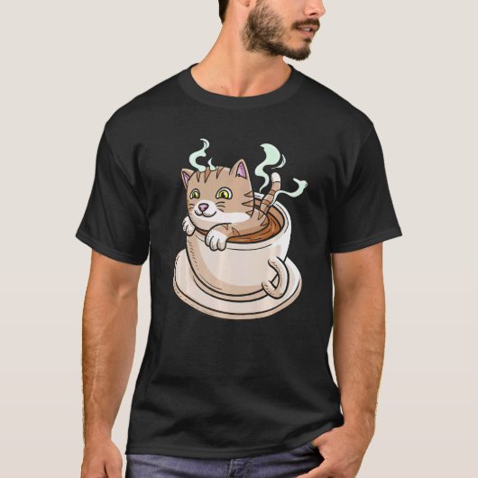 コーヒー ネコのささやき屋さん コーヒー中毒 Tシャツ (正面)