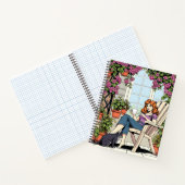 コーヒー、ネコ、植物を持つ女性 ノートブック (内部)