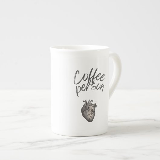 コーヒー・パーソン 楽しいタイポグラフィ ボーンチャイナマグカップ (正面右)