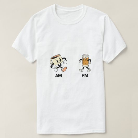 コーヒー&ビールレトロ漫画デザイン Tシャツ (デザイン正面)
