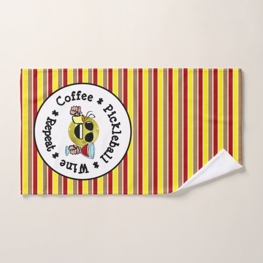 コーヒー、ピックボール、ワイン、リピートピックボール中毒者 ハンドタオル (ハンドタオル)