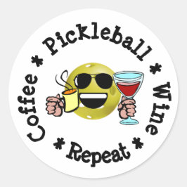 コーヒー、ピックボール、ワイン、リピートピックボール中毒者 ラウンドシール