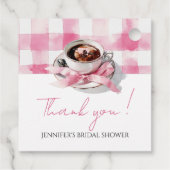 コーヒー ピンク ボウ ブライダル シャワー 感謝の気持ちのギフトタグ フェイバータグ (裏面)
