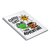 コーヒー ファースト アドベンチャー - かわいいカエル朝 ノートブック (右側)