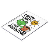 コーヒー ファースト アドベンチャー - かわいいカエル朝 ノートブック (左側)