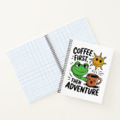 コーヒー ファースト アドベンチャー - かわいいカエル 朝のひととき ノートブック (内部)