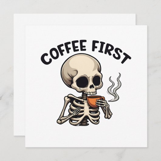 コーヒー ファースト スプーキー ハロウィン スケルトン カフェイン シーズンカード (正面/裏面)
