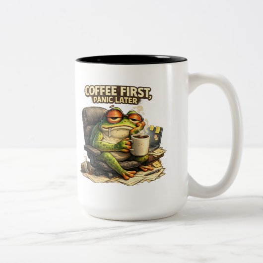 コーヒー ファースト パニック レイター おもしろ カエル マグ (右)