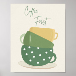 コーヒー ファースト レトロ ボホ マグカップ ウォール アート 印刷 ポスター