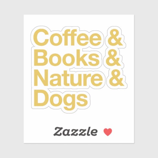 コーヒー&ブックス&自然&ドッグステッカー（黄色） シール (シート)