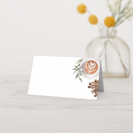 コーヒー ブライダルシャワー - 愛が育まれているラベル プレイスカード (正面)