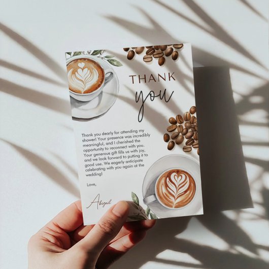 コーヒー ブライダルシャワー - 愛が育まれている サンクス サンキューカード