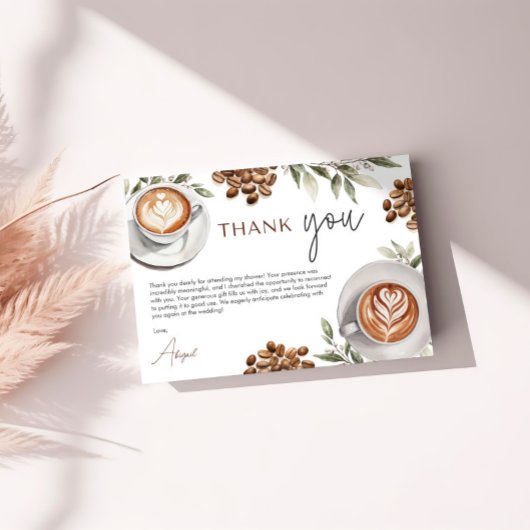 コーヒー ブライダルシャワー - 愛が育まれている サンクス サンキューカード