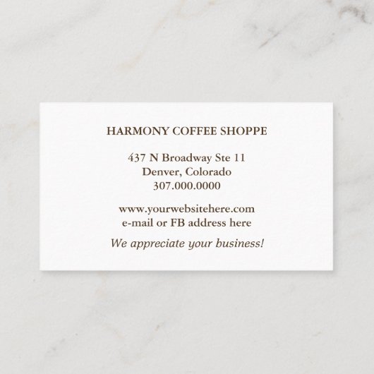 コーヒー·ブレーク顧客ロイヤリティ割引 ロイヤリティカード (裏面)