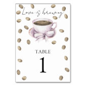 コーヒー&ボウブライダルシャワー結婚 – テーブル番号 (裏面)
