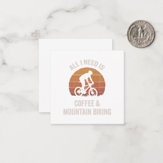 コーヒー&マウンテンサイクリングヴィンテージダウンヒルバイク ノートカード (正面/裏面インサイチュ)