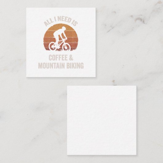 コーヒー&マウンテンサイクリングヴィンテージダウンヒルバイク ノートカード (正面/裏面)