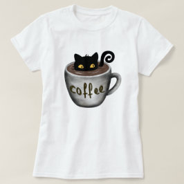コーヒー・マグのグラフィックの猫はTシャツをティーにのせます Tシャツ