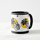 コーヒー・マグのフレンドリーな花の幾何学的で赤い黄色 マグカップ (正面右)