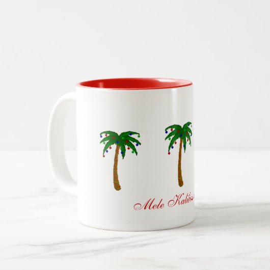 コーヒー・マグのメリークリスマスかMele Kalikimaka ツートーンマグカップ (正面左)