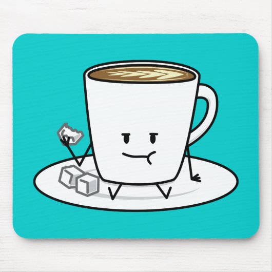 コーヒー・マグのラテのコーヒー食べ物の砂糖はクリームを立方体にします マウスパッド (正面)
