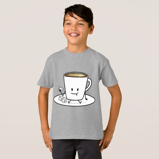コーヒー・マグのラテのコーヒー食べ物の砂糖はクリームを立方体にします Tシャツ (正面フル)