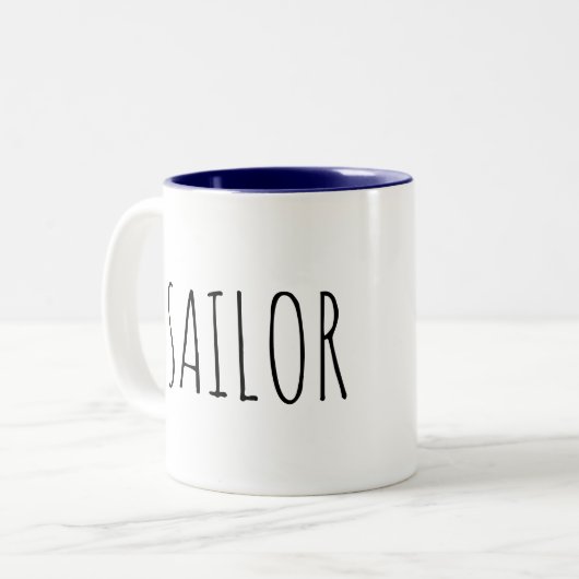 コーヒー・マグの中の船員の濃紺のインテリア ツートーンマグカップ (正面左)