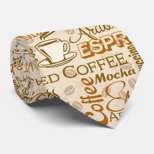 コーヒー・マグの単語の芸術パターンタイ ネクタイ (ロール)
