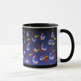 コーヒー・マグの抽象芸術の海のエビの青い明るい マグカップ