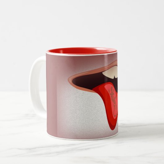 コーヒー・マグの舌の入れ墨 ツートーンマグカップ (正面左)
