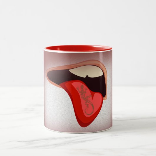 コーヒー・マグの舌の入れ墨 ツートーンマグカップ (中央)