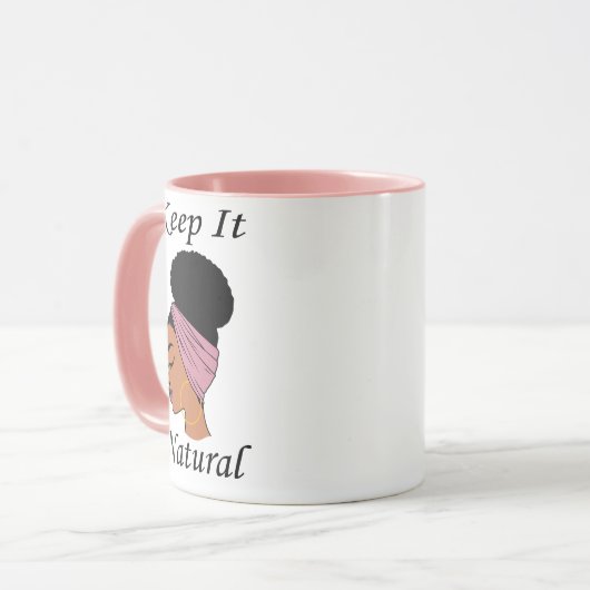 コーヒー・マグ-自然な毛を搭載する黒人女性 マグカップ (正面左)
