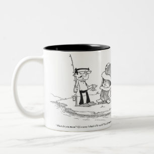 コーヒー・マグ-魚釣りの漫画-魚の衣裳 ツートーンマグカップ