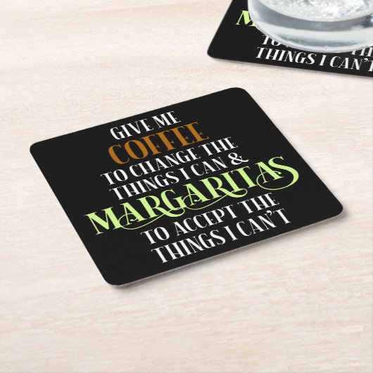 コーヒー&マルガリータラバーおもしろいことわざ スクエアペーパーコースター (アングル)