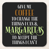 コーヒー&マルガリータラバーおもしろいことわざ スクエアペーパーコースター (正面)