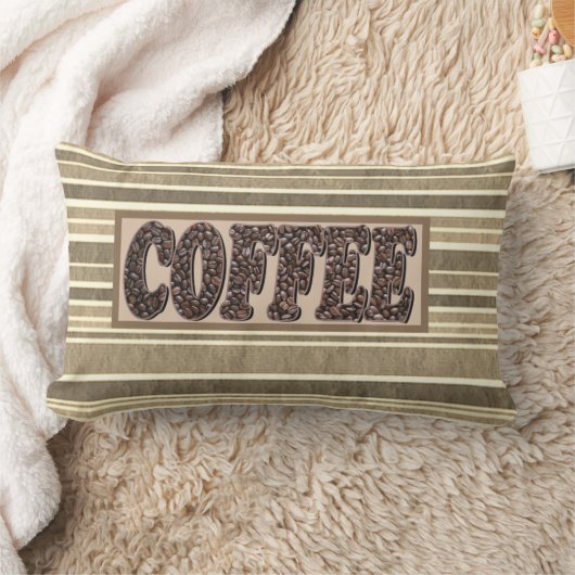「コーヒー」ミニマリストのコーヒー豆アース・トーン ランバークッション (ブランケット)