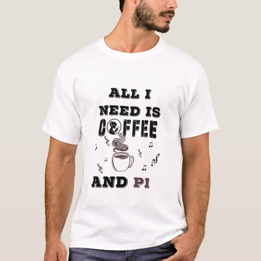 コーヒー・ミュージックとπ数学の愛好家 tシャツ (正面)