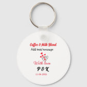 コーヒー&ミルクブレンド愛カップルのコーヒー赤いハートn キーホルダー (裏面)