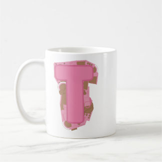 コーヒー レター T: モノグラムイニシャル コーヒーマグカップ