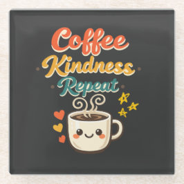 コーヒー 優しさ リピート かわいい レトロ コーヒー ドリンク  ガラスコースター